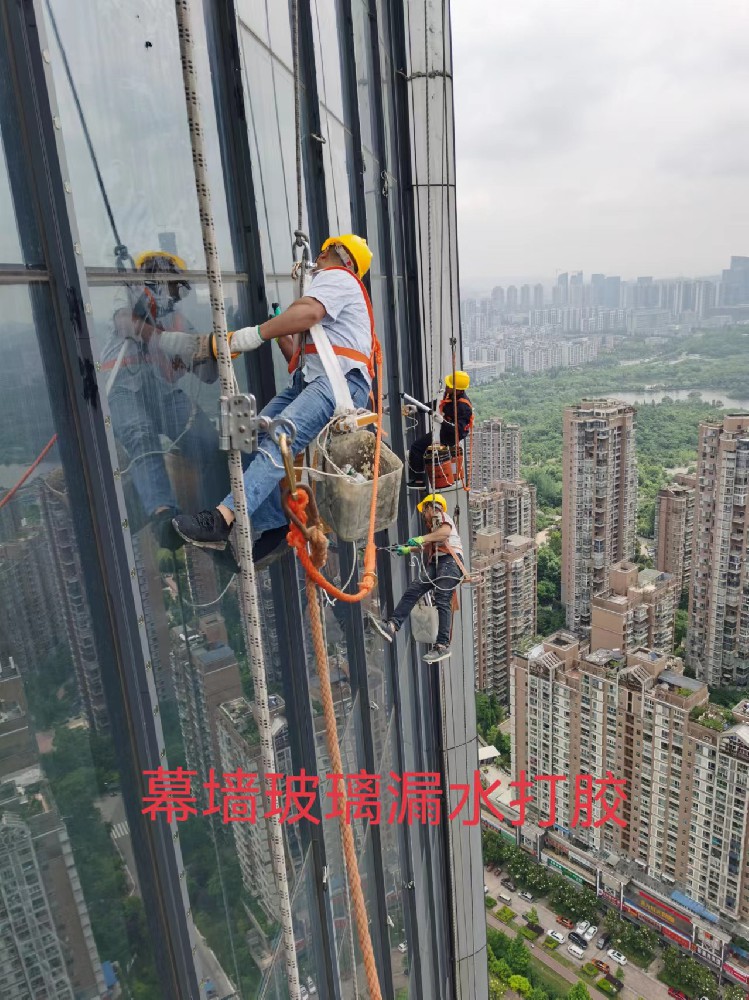 幕墙玻璃漏水打胶案例